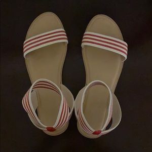 Red and white sandal